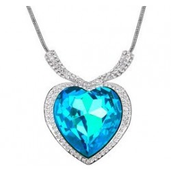 Original Titanic Heart Of Ocean platinum plated pendant sparkling blue